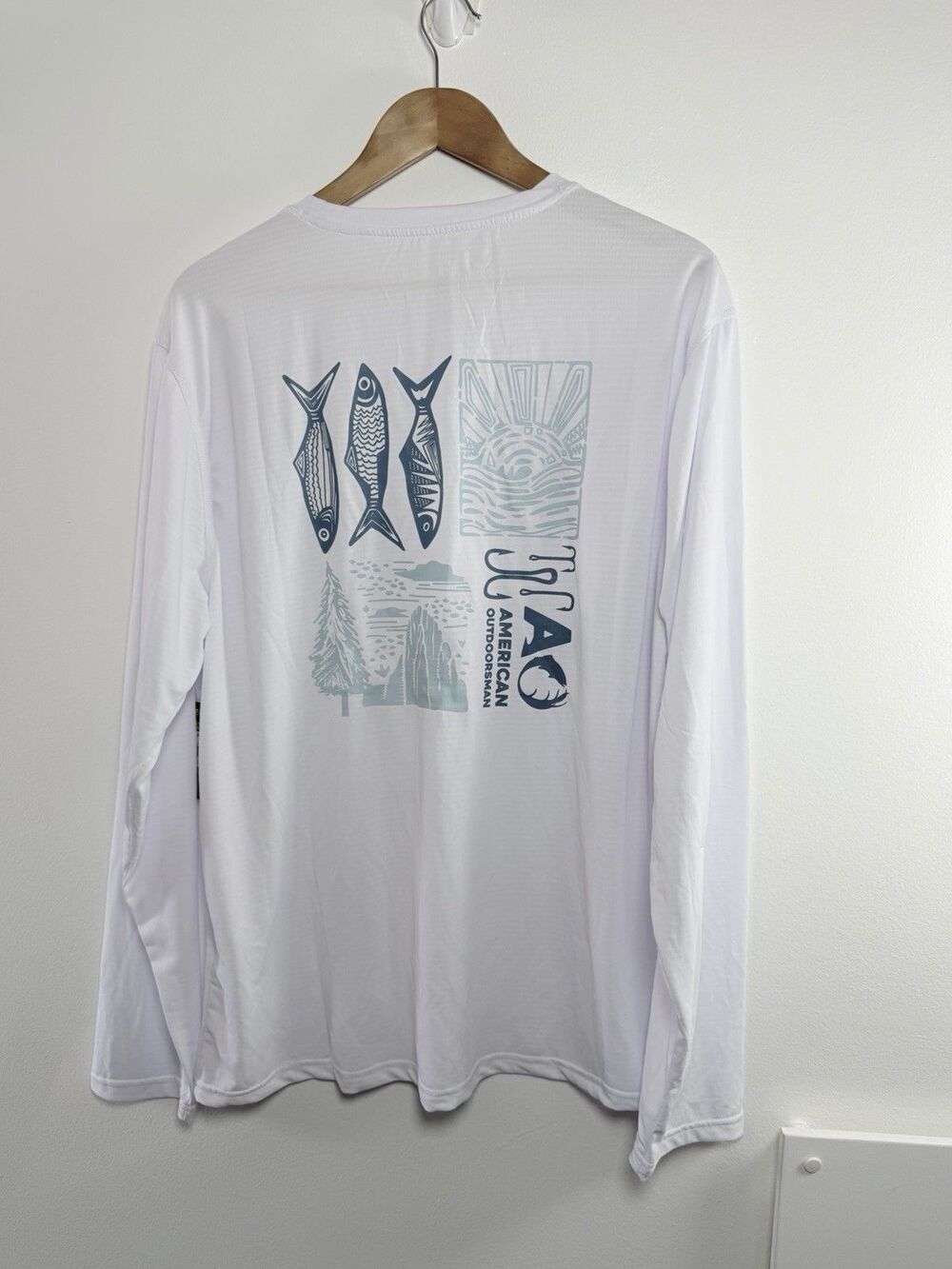 The American Outdoorsman Men XL Rash Guard UPF 40 Fishing Sun Shirt White NWT - Picture 5 of 14